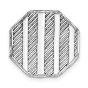 Rhodium Plated Sterling Silver Striped Octagon Lapel or Tie Pin, 13mm